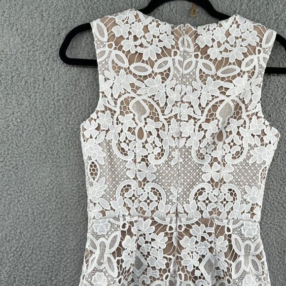 NWT Dress the Population Jayleen Lace Sheath Midi Dress in Off White Size Small - Picture 3 of 14